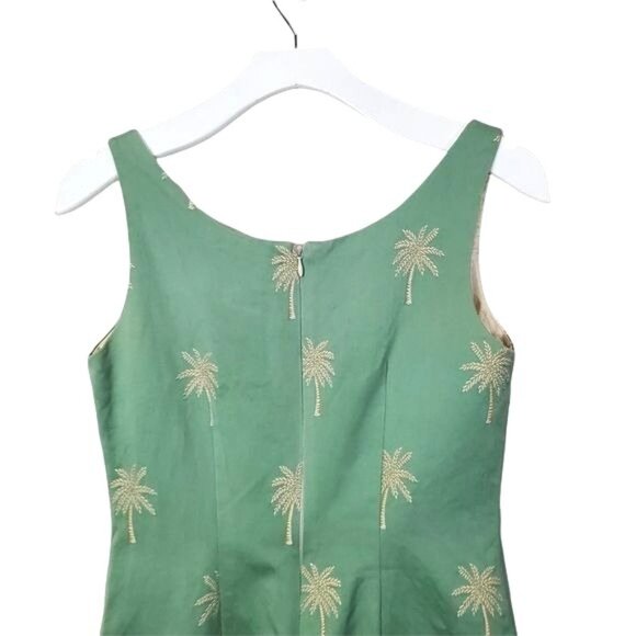 STEVEN STOLMAN Womens Dress 4 Princess Cut Green Palm Tropical Shift Embroidered - Picture 7 of 10
